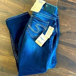 NEW W/Tag Silver Suki Super Mid Rise Capri Women's Blue Jeans 25x22.5